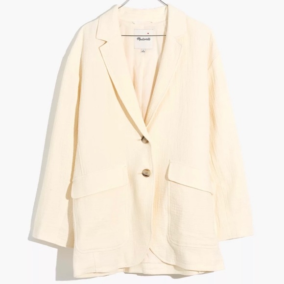 Madewell Jackets & Blazers - Madewell Cotton-Linen Relaxed Larsen Blazer in Antique Cream